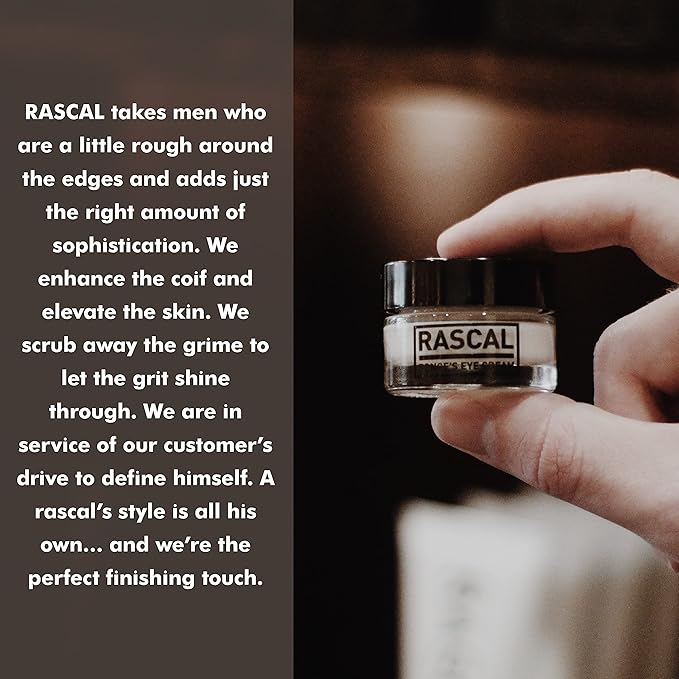 Rascal Ponce's Eye Cream | Under Eye Cream Dark Circle Remover for Men - Made with ginkgo Biloba Leaf Extract Macadamia Seed Oil (Container 0.5 Oz)-Velvo Beauty