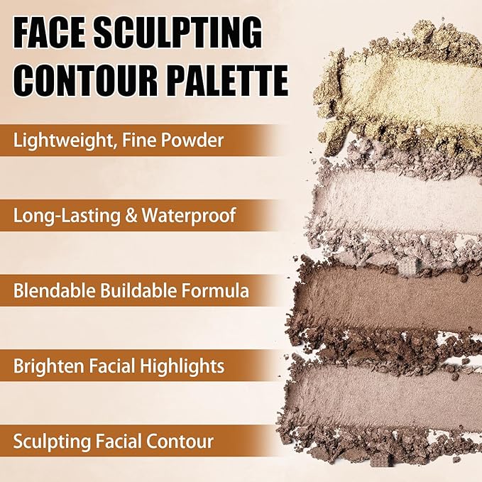 Brown Face Contour Palette,Stereo for Face Retouching, Eye Shadow Matte Highlighting Shadow Finish Palette, Natural,Low Saturation Makeup Contour Face Palette-Velvo Beauty