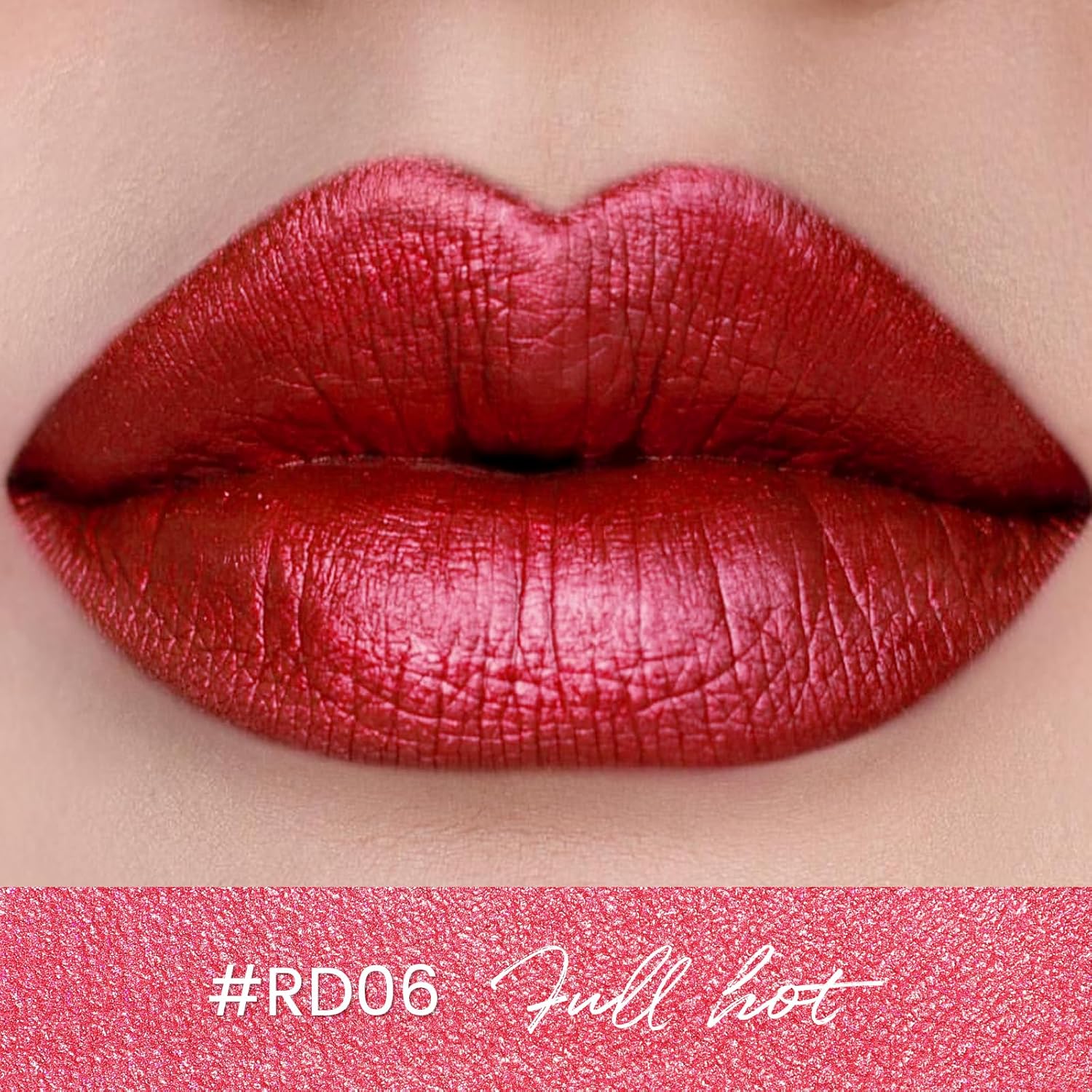 FOCALLURE Metallic Liquid Lipstick,Non Stick Cup Lip Gloss,High Impact Lip Color with Transfer-proof Wear,Long Lasting & Waterproof Lipstick Makeup for Women,RD06 FULL HOT-Velvo Beauty