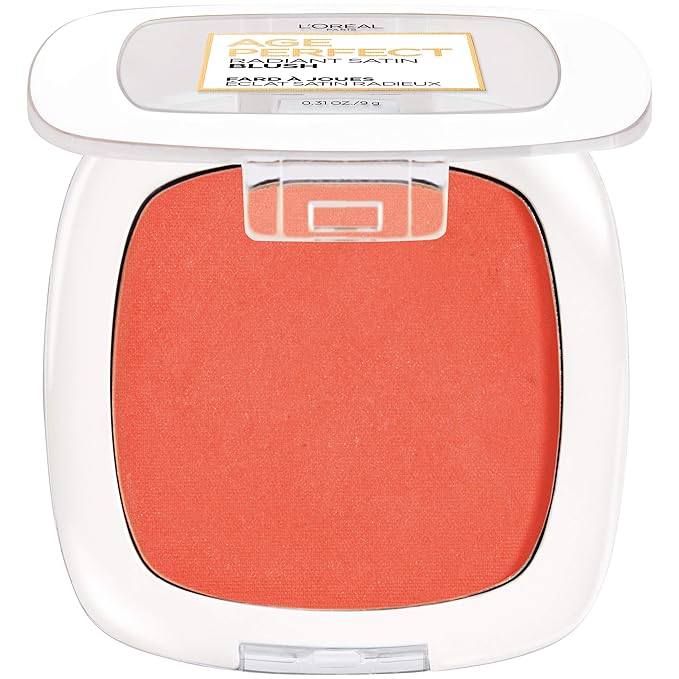L'Oreal Paris Age Perfect Radiant Satin Blush with Camellia Oil, Marigold-Velvo Beauty