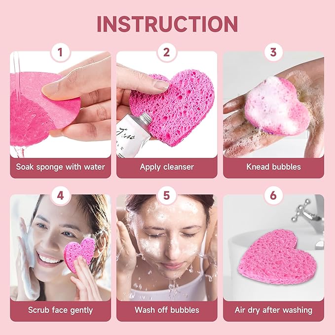 100 Count Compressed Pink Facial Sponges | 100% Natural Cellulose Eco-Friendly Makeup Sponges for Gentle Cleansing, Exfoliating & Stubborn Makeup Removal | Travel & Home Beauty Essentials for Women-Velvo Beauty