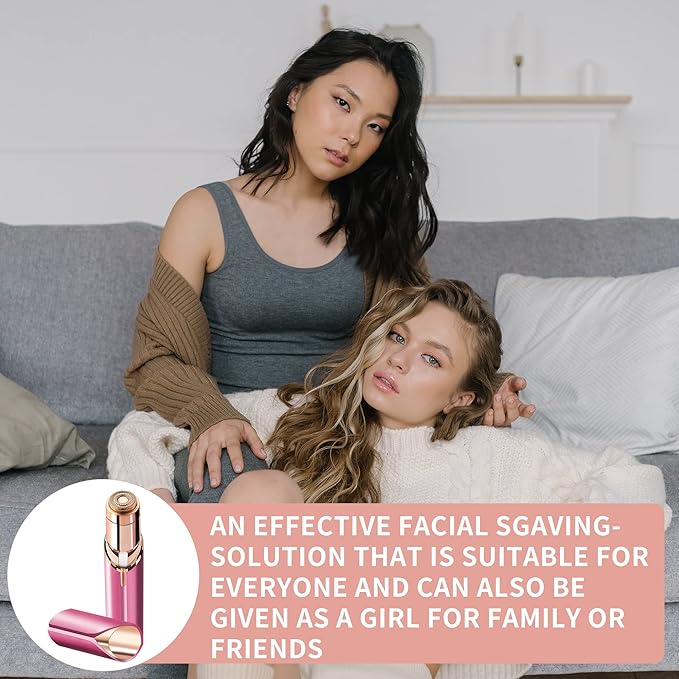 Facial Hair Remover for Women- as Seen on TV Painless Face Shaver -Mini Hair Remover, Electric Razor Shaver Portable Bikini Epilator for Lips, Chin, Armpit, Peach Fuzz, Fingers, Neck, Cheek (Rose red)-Velvo Beauty