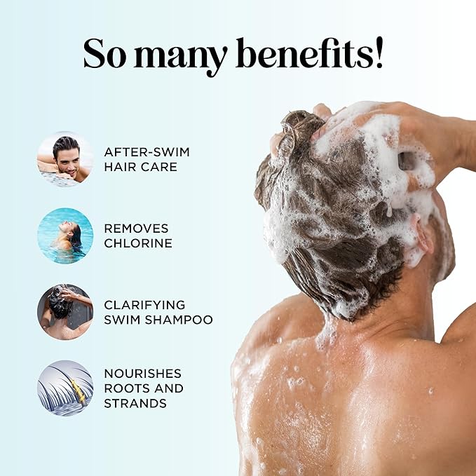 After Swim Shampoo and Conditioner Set - Chlorine Shampoo and Conditioner for Swimmers with Tea Tree and Rosemary Oil - Clarifying Shampoo for Hard Water Chlorine and Saltwater with Replenishing Oils-Velvo Beauty