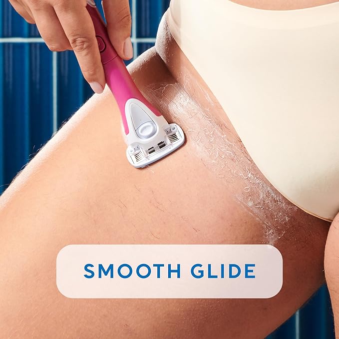 Schick Hydro Silk TrimStyle Razor with Bikini Trimmer for Women | 2-in-1 Bikini Razor for Women and Womens Trimmer for Pubic Hair, Includes 1 Waterproof Handle, 3 Refills & 1 AAA Battery-Velvo Beauty