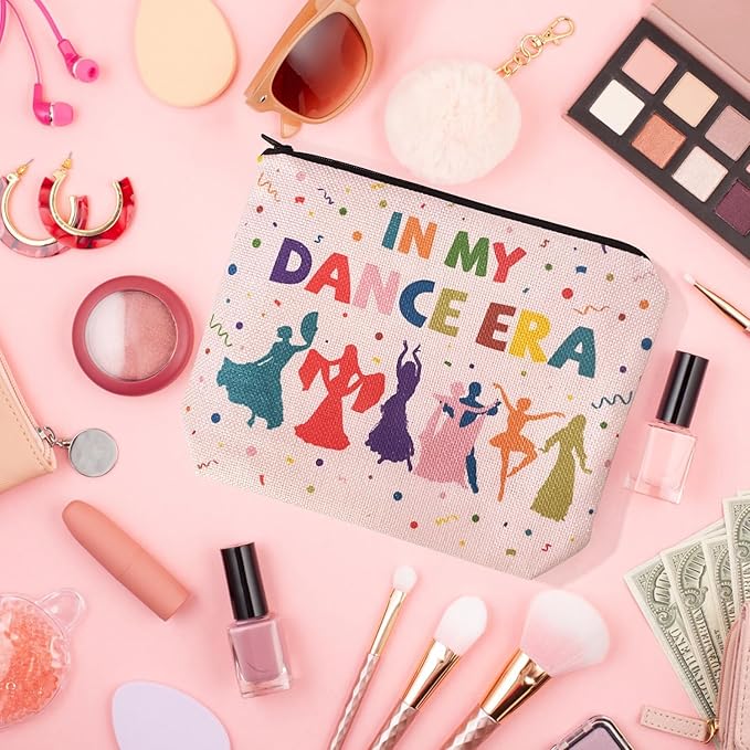 My Dance Era Canvas Zipper Cosmetic Bag, Small Makeup Bag for Women, Friends, Daughter, Sister for Dancers, Dancer Birthday Gifts for Girls (Pink)-Velvo Beauty