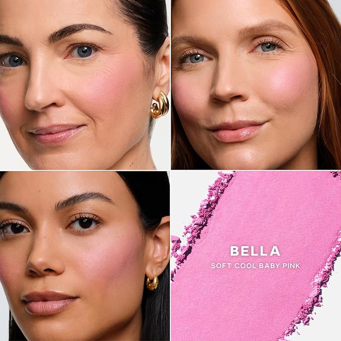 Saie SuperSuede Baked Blush - Talc-Free Powder Blush for All Day Wear - Enriched with Plant-Derived Squalane + Glycerin to Help Moisturize Dry Skin - Bella (0.1 Ounce)-Velvo Beauty