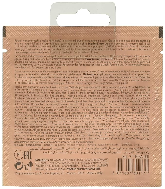 Pupa Milano Anti-Age Face Mask Eye Contours And Nasolabial Wrinkle - Intensive Treatment Patches - Smooth And Minimise The Expression Lines - Suitable For All Skin Types - Fragrance-Free - 0.08 Oz-Velvo Beauty