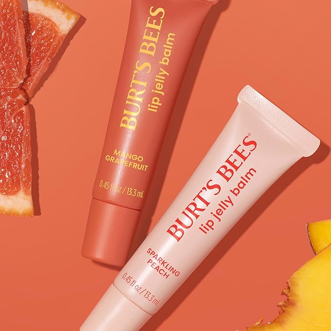 Burt’s Bees Mango Grapefruit Lip Jelly Balm, With Hyaluronic Acid and Squalane Moisturizer To Instantly Hydrate Lips, Lip Gloss With Responsibly Sourced Beeswax, Tint-Free, Lip Treatment, 0.45 oz.-Velvo Beauty