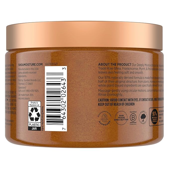 SheaMoisture Shea Sugar Body Scrub For Moisturize And Restore Dry Skin Raw Shea Butter Deeply Moisturizing Body Scrub With 24h Shea Moisture Nutrients 12 oz-Velvo Beauty