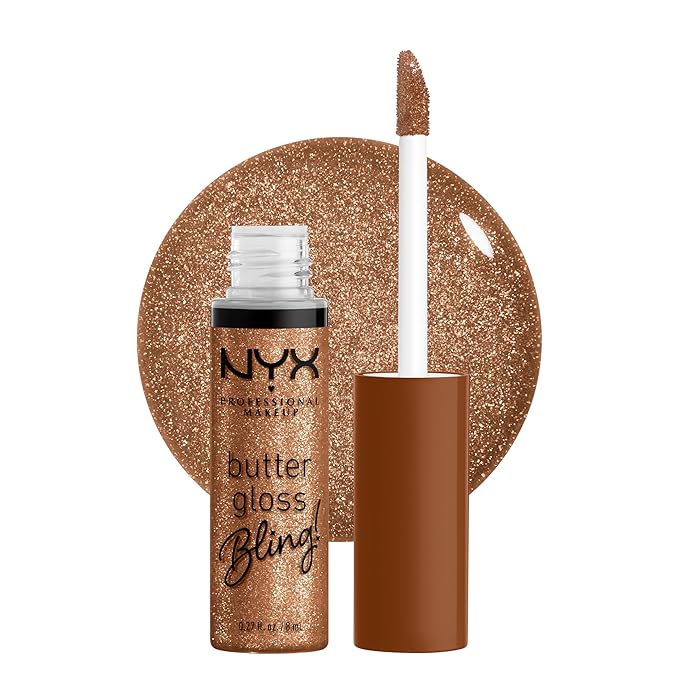 NYX PROFESSIONAL MAKEUP Butter Gloss Bling Lip Gloss, Non Sticky and Shiny Vegan Lip Makeup - Shimmer Down-Velvo Beauty