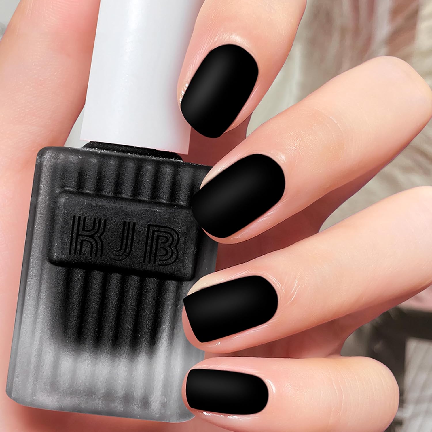 Matte Black Nail Polish - Matte Finish Black Fingernail Polish - Fast Drying Nail Varnish Mist Effect - Silky Velvet Nail Lacquer For Women Girls Manicure DIY at Home - No Need Bake-Velvo Beauty