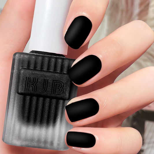 Matte Black Nail Polish - Matte Finish Black Fingernail Polish - Fast Drying Nail Varnish Mist Effect - Silky Velvet Nail Lacquer For Women Girls Manicure DIY at Home - No Need Bake-Velvo Beauty