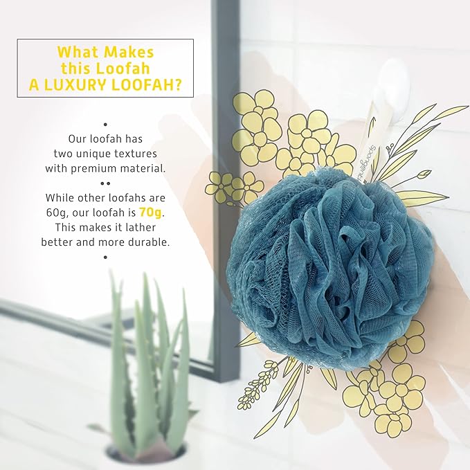 Spongentle Dual Texture Deep Cleansing Loofah Sponge for Radiant Skin, Pack of 3, Bath and Shower, Exfoliating Body Scrubber, Beautiful Colors for Women and Men-Velvo Beauty
