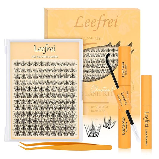 Eyelash Clusters Set 10-18mm Wispy Lash Clusters D Curl DIY Cluster Lash Extension Kit Individual Lashes Kit With Bond & Seal, Glue Remover, Tweezers(LF02 Lashes Set)-Velvo Beauty