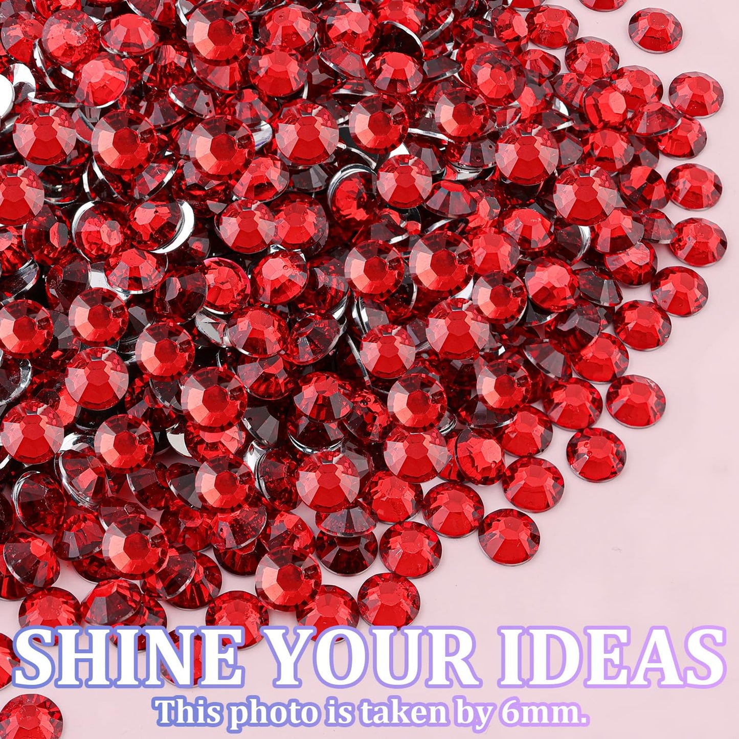 25000Pcs Resin Rhinestones for Crafting, Red 2-6mm Mixed Sizes Non Hotfix Flatback Gems, Bedazzling Crystal for DIY Crafts Clothing Tumblers Mugs Shoes Fabric Nail Art-Velvo Beauty