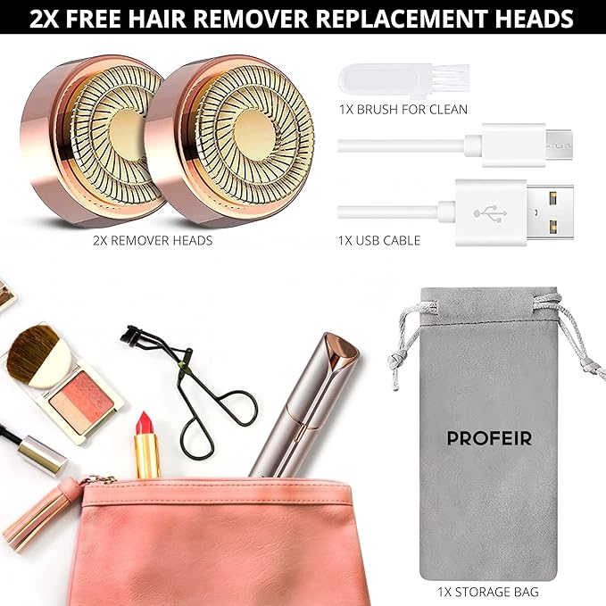 Facial Hair Removal for Women: Electric Hair Removal Device - Rechargeable Painless face Razor for Chin Upper Lip Peach Fuzz with Light (Pink)-Velvo Beauty