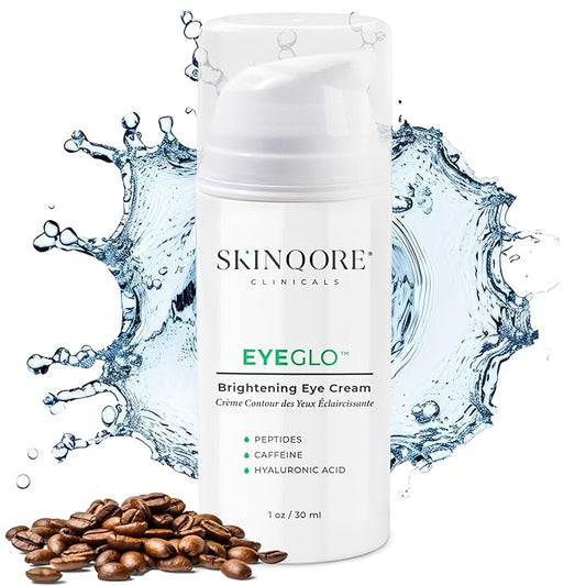 EyeGLO Caffeine Eye Cream for Dark Circles, Eye Bags, and Puffiness | Under Eye Treatment for Women with Peptides, Antioxidants, Hyaluronic Acid | Natural Brightening Eye Cream - 1 Oz-Velvo Beauty