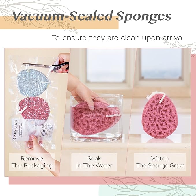 Spongentle Deep Cleansing Body Loofah Sponge, Natural Colors, for Bath and Shower, Multiple Textures for Gentle and Deep Exfoliation, Generous and Rich Lather, (Pack of 2)-Velvo Beauty