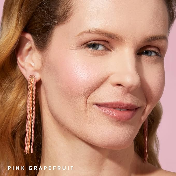 LAURA GELLER NEW YORK Baked Blush-n-Brighten Marbleized Blush + Angled Brush (06 Pink Grapefruit, 47mm)-Velvo Beauty