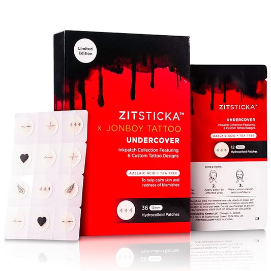 ZitSticka Invisible Pimple Patches for Face, Hydrocolloid Patches, Ultra-Thin Clear Azelaic Acid & CICA Blemish Patches, Pimple Stickers (Jonboy InkPatch Collection Cute 36 Pack)-Velvo Beauty