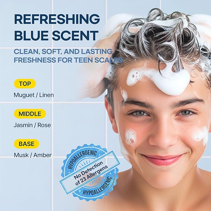TS GD Shampoo for Boys | Korean Teen Shampoo with Upgraded Probiotics | Anti-Dandruff & Itchy Scalp Relief | Blue Fresh Allergy-Free Fragrance | Sulfate-Free (13.5 fl oz, 400ml)-Velvo Beauty