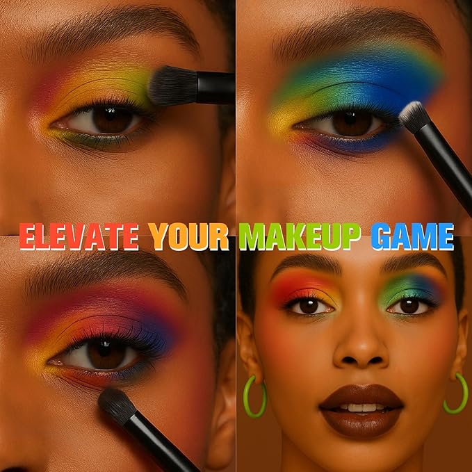 UCANBE Halloween Makeup Palette, 15 Colors Matte Black White Red Blue Green Purple Pink Eye Shadow, High Pigmented Blendable Bright & Dark Shade Pallet for Cosplay SFX Costume Stage Parties-Velvo Beauty