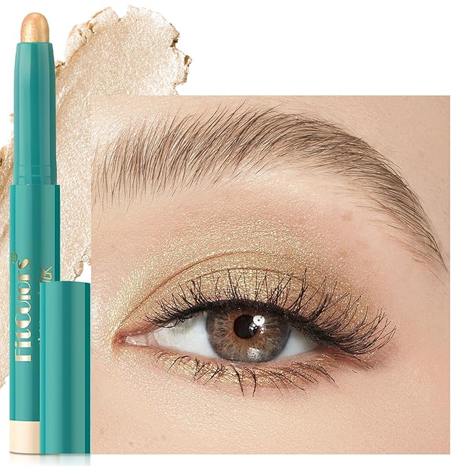 Eyeshadow Stick, Eye Brightener Stick Shimmer Smooth Cream Eyeliner Pencil Long Lasting Waterproof Glitter Highlighter Eye Shadow Makeup, Champagne-Velvo Beauty