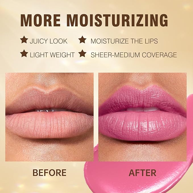 MAKI YIKA Pink Lipstick for Women Moisture Hydrate Lipsticks Glossy Light Pink Lipsticks Sheer Finish Lightweight Tinted Lip Balm (Z07 Lip Soul)-Velvo Beauty