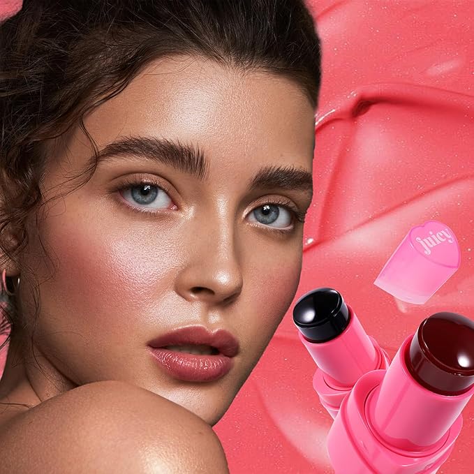 Water Jelly Tint Blush, 3-In-1 Multi-Use Blush Cream Blush Stick for Eyes, Cheeks & Lips, Hydrating & Bouncy Jelly Texture, Blends Perfect for Skin Portable Multipurpose Long Lasting Waterproof(04, s)-Velvo Beauty