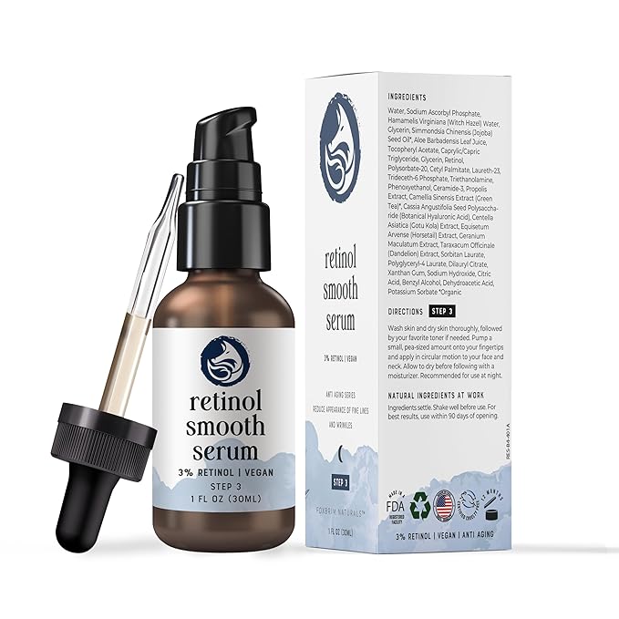 Retinol Face Serum - 3% Retinol - Anti Aging Night Serum - with Gotu Kola, Hyaluronic Acid, Horsetail Extract & Organic Jojoba Oil - 1oz by Foxbrim Naturals-Velvo Beauty