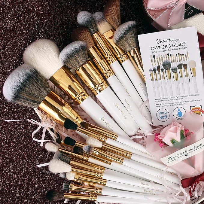 Professional Makeup Brushes Set Premium Quality Goat Hair Synthetic Fiber Powder Foundation Highlight Concealer Eyeshadow Blending By Bueart Design-Velvo Beauty