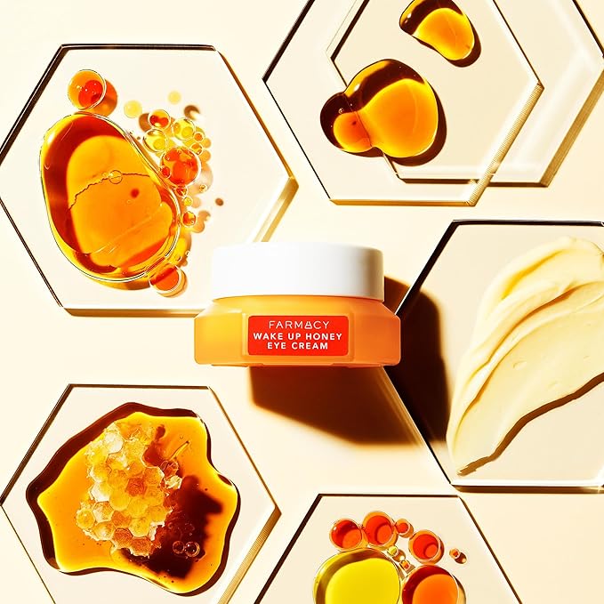 Farmacy Brightening Eye Cream - Wake Up Honey Under Eye Cream for Dark Circles + Puffiness - Caffeine Eye Cream Enriched with Vitamin C + Cranberry Peptide to Smooth Wrinkles Over Time (15ml)-Velvo Beauty