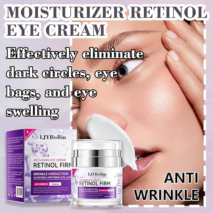 Moisturizer Retinol Eye Cream for Men & Women,Gentle Daily Face Retinol Cream,Long-lasting Day and Night Hydrating Eye Cream for Dark Circles,Puffiness and Bags Under Eyes-Velvo Beauty
