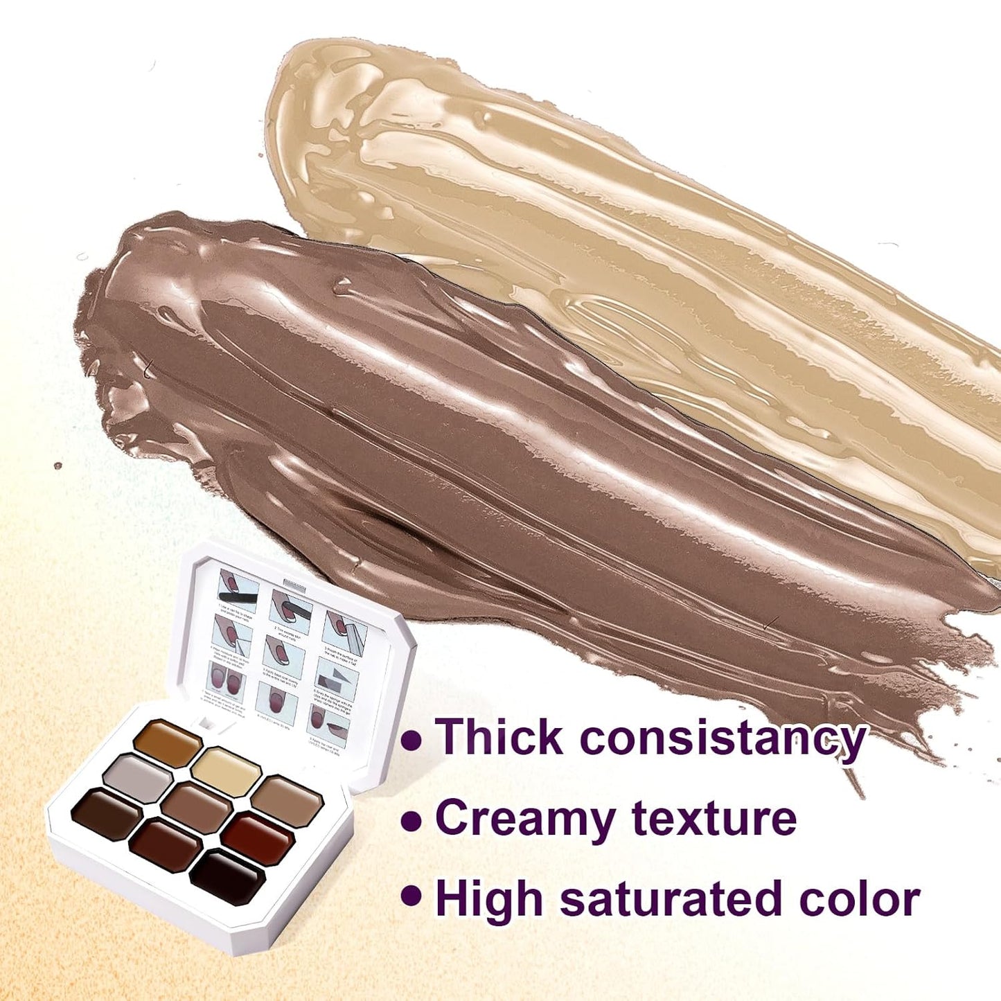 Gradient Painting Gel, 9 Colors Ombre Gel Nail Polish for Cream Brown Color Pigment Pat Aura Nails French Manicure Soak Off UV Long-lasting Home Salon DIY Nail Art Coconut Latte 1-Velvo Beauty