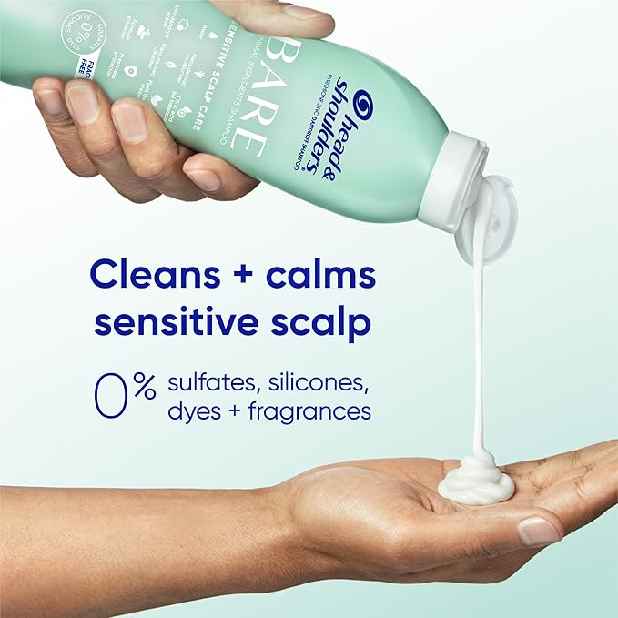Head & Shoulders BARE Dandruff Shampoo Twin Pack, Fragrance-Free, Sensitive Scalp Care, Sulfate-Free, Silicone-Free, Dye-Free, Eco-Friendly Bottles, Safe for All Hair Types, 13.5 Fl Oz Each (Set of 2)-Velvo Beauty