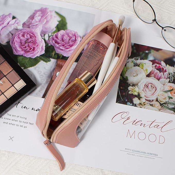 Clear Makeup Bag Small, TSA Approved Portable Toiletry Bag with Zipper Cosmetic Travel Bag Makeup Organizer Case Mini Makeup Pouch for Purse Car Organizer Bag for Women Men-Velvo Beauty