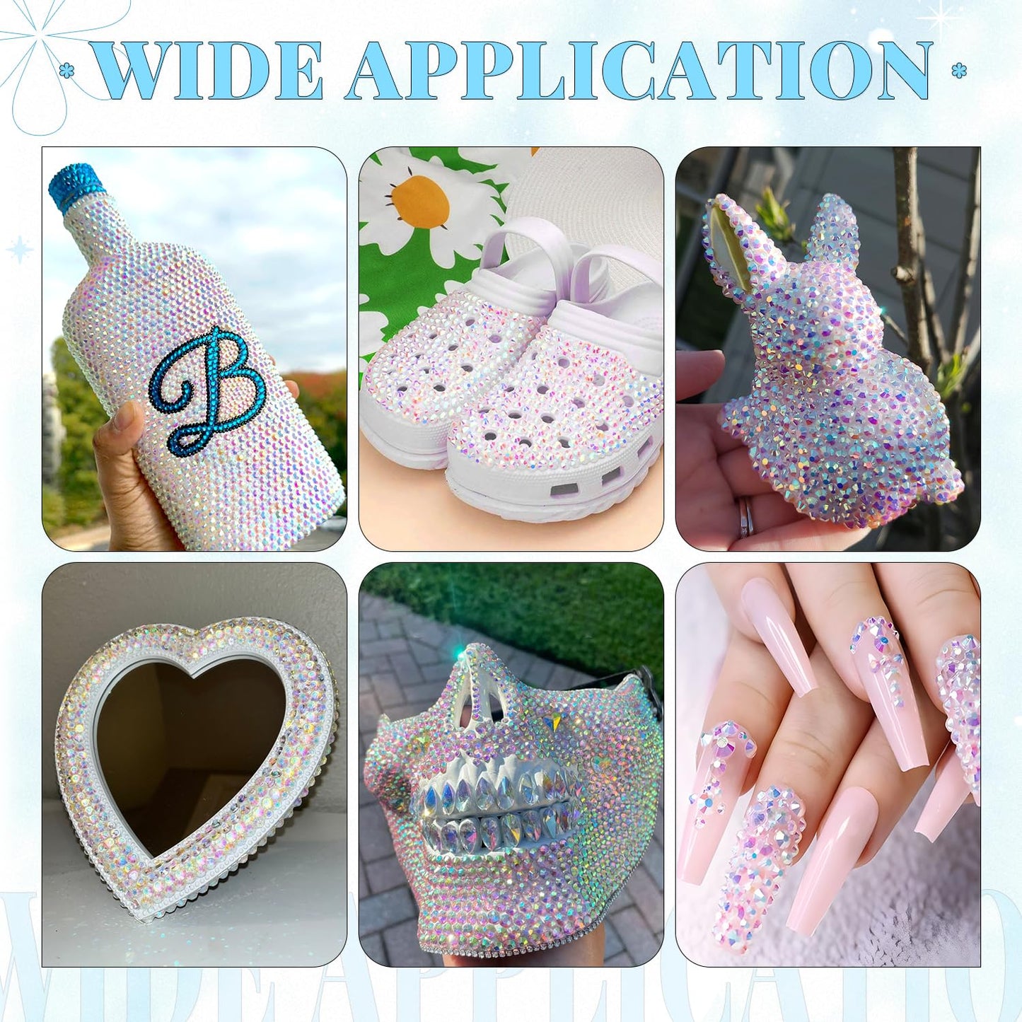 6000Pcs Resin Rhinestones for Bedazzling with 3Pcs B7000 Jewelry Glue, 1 Box Transparent AB Flatback Rhinestones for Crafting Crafts DIY, Crystals Gems for Clothing Shoes Tumblers Nail Art Makeup-Velvo Beauty