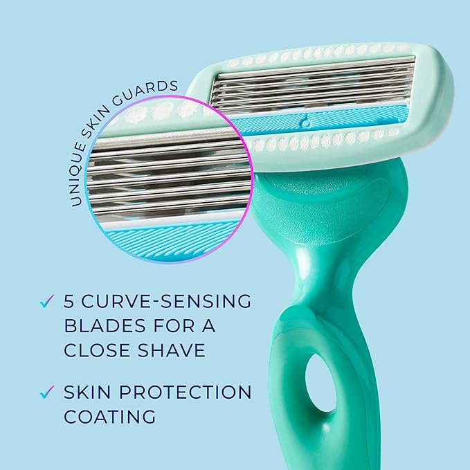 Schick Hydro Silk Ultra Sensitive Razor for Women | Womens Razor for Sensitive Skin, 5 Blade Razors for Women, Womens Razors for Shaving, Includes 1 Handle & 5 Refills-Velvo Beauty