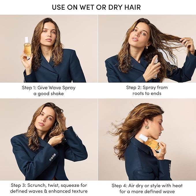 OUAI Full Size Leave In Conditioner & Deluxe Size Wave Spray Bundle - Hair Styling Products for Frizz Control, Volume, Texture & Added Shine (2 Count)-Velvo Beauty