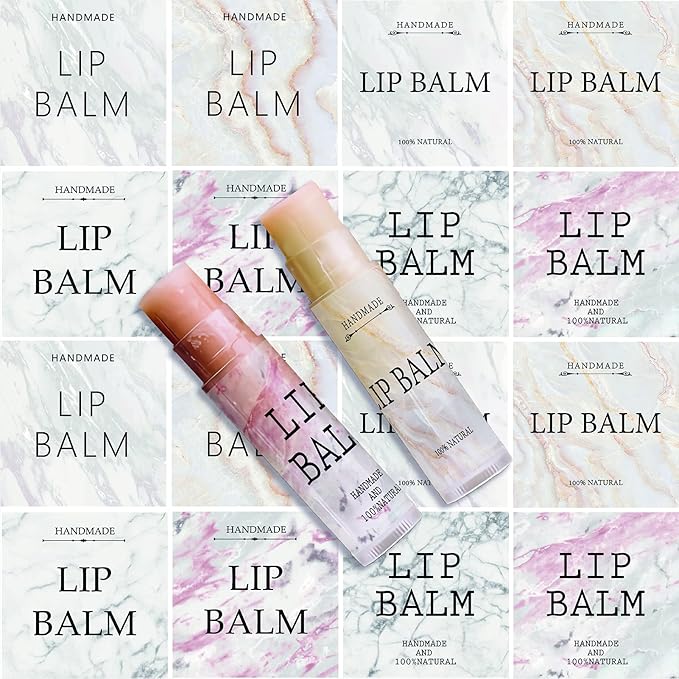 CRASPIRE Lip Balm Labels 80pcs Homemade Lip Balm Labels 2” Clear Lip Balm Labels for Tubes Printable Waterproof Lip Balm Stickers Labels for Lip Balm Handcream Candle Container(Marble Pattern)-Velvo Beauty