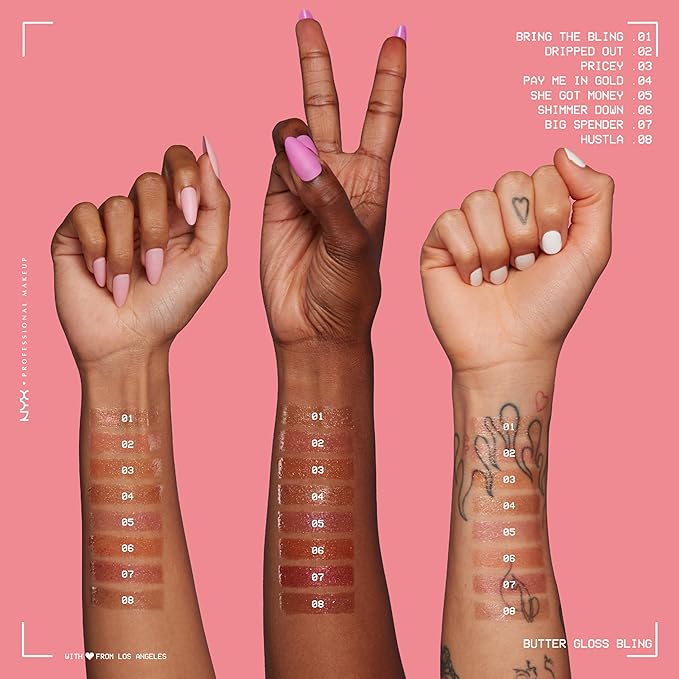 NYX PROFESSIONAL MAKEUP Butter Gloss Bling Lip Gloss, Non Sticky and Shiny Vegan Lip Makeup - She Got Money-Velvo Beauty