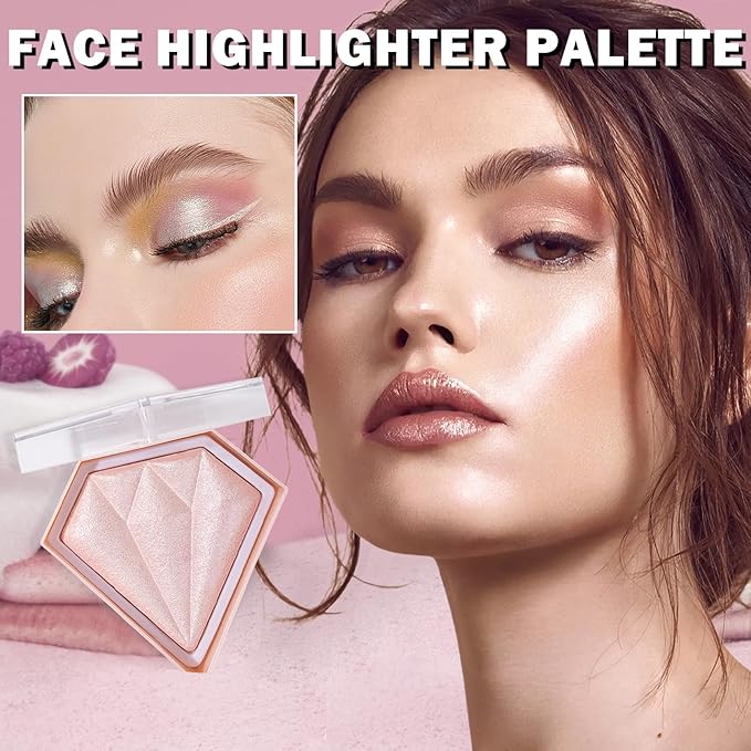 White Highlighter Makeup Palette Face Highlighter Powder Iluminadores De Maquillaje Narutal Shimmer Glitter Highlighter Blush Powder Makeup Palette-03 Fairy Pink-Velvo Beauty