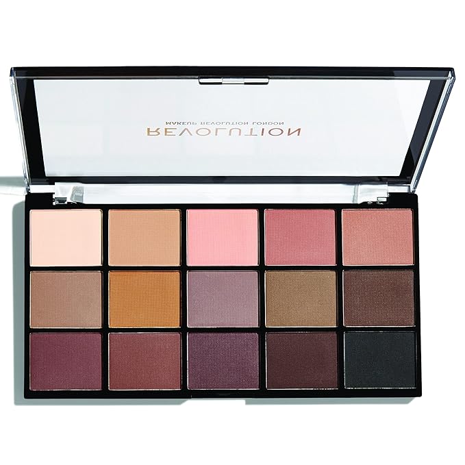 Makeup Revolution Reloaded Palette, Makeup Eyeshadow Palette, Includes 15 Shades, Lasts All Day Long, Vegan & Cruelty Free, Basic Mattes, 16.5g-Velvo Beauty