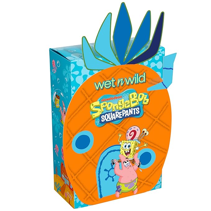 wet n wild SpongeBob SquarePants PR Box - Pineapple House 2-Layer Collector’s Set with Makeup & Tools for Unique F.U.N Looks, Cruelty-Free-Velvo Beauty