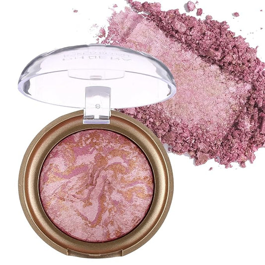 Baked Blush, Marbleized Blush for Cheeks, Shimmery Satin Finish Blushes Powder Palette, Buildable Color Natural Face Makeup Powder-Velvo Beauty
