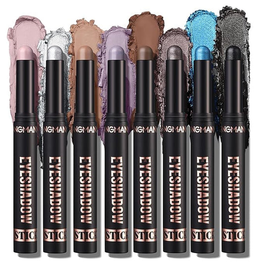 Jolilab Eyeshadow Stick Set, 8 Colors Matte Professional Bright-Colored Contouring and Highlight Stick, Cream Waterproof Long Lasting High Pigmented Eye Shadow. (8, C1)-Velvo Beauty
