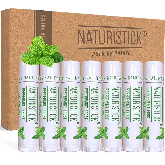 7-Pack Peppermint Lip Balm Gift Set by Naturistick. 100% Natural Ingredients. Best Beeswax Chapstick for Dry, Chapped Lips. Made in USA-Velvo Beauty