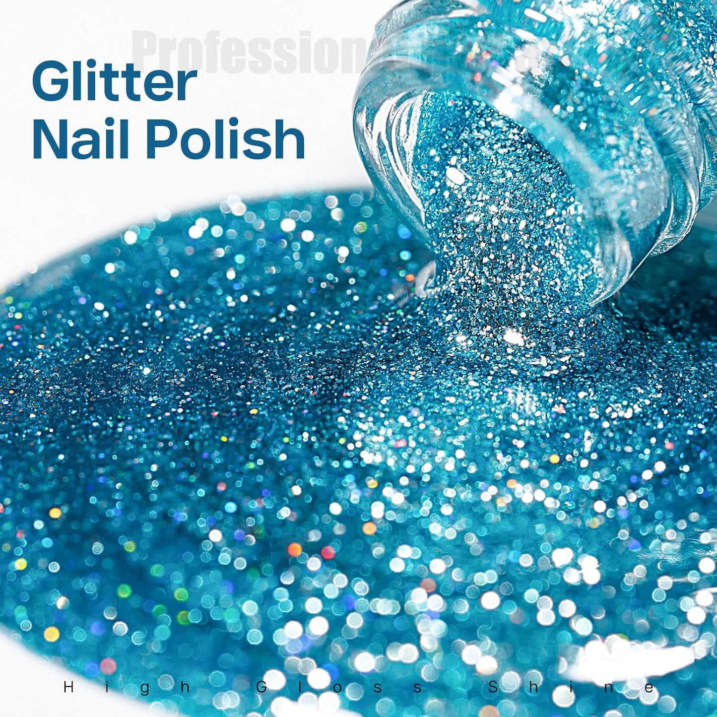 MIZHSE Quick Dry Glitter Blue Nail Polish, Fast Drying Nail Polish, 15ml High Glossy Sparkly Shiny Shimmer Nail Lacquer Nail Art Salon Manicure Home-Velvo Beauty