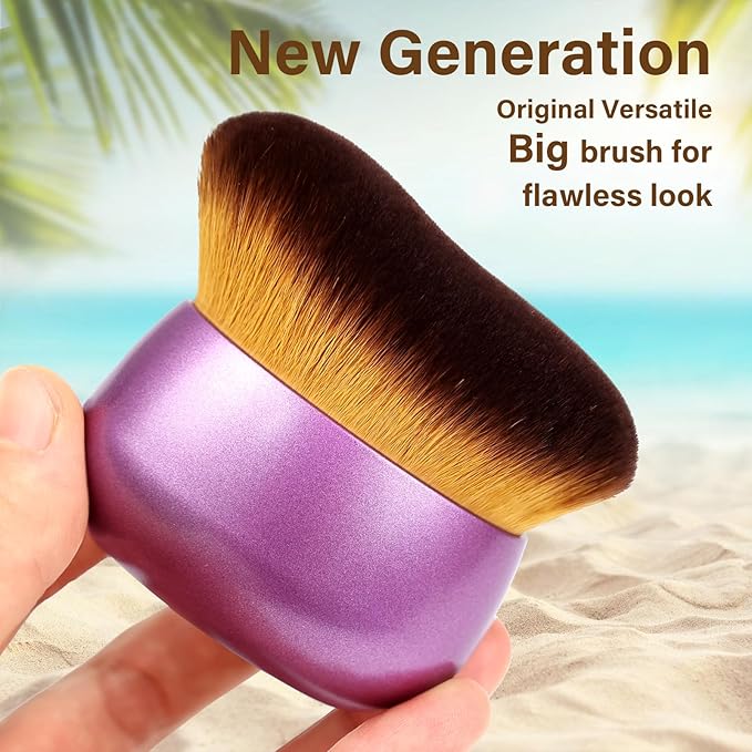 Extra Large Body Makeup Brush For Self Tanner, Leg Makeup &Bronzer Blend,75 mm Wide-headed Kabuki Brush Provides More Even &Pretty Application, Sunscreen Face& Back Makeup Brush, Wet&Dry Use- Purple-Velvo Beauty