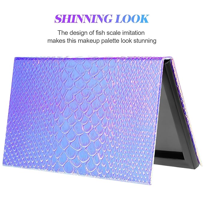 Beaupretty Empty Magnetic Eyeshadow Palette Mermaid Makeup Palette with Mirror Round Metal Pans and Depotting Spatula Set-Velvo Beauty